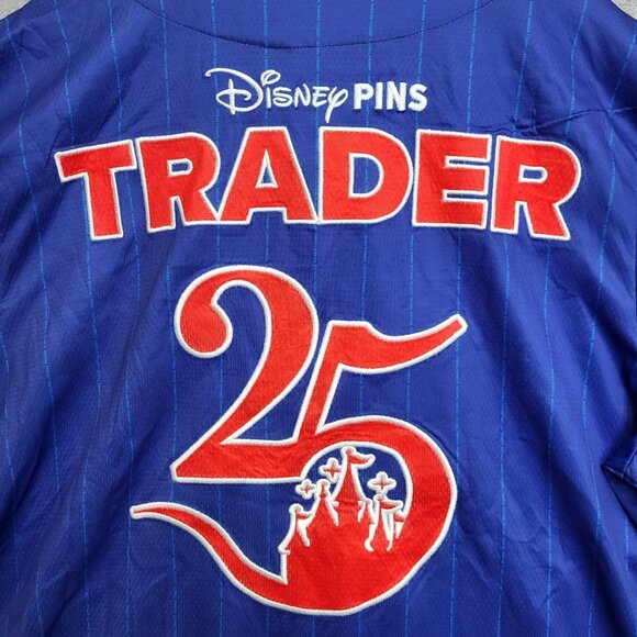 Disney Pin Trader Jersey Adult XL Blue Baseball Button Down Short Sleeve 2025 - Picture 5 of 10